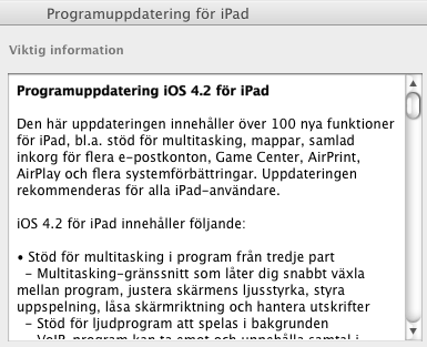 ipad programuppdatering 4.2