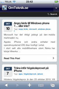 omteknik.se startsida wptouch
